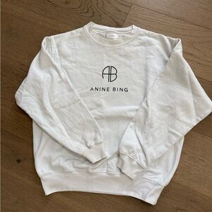 Anine Bing Jaci AB Logo Sweatshirt White Size S